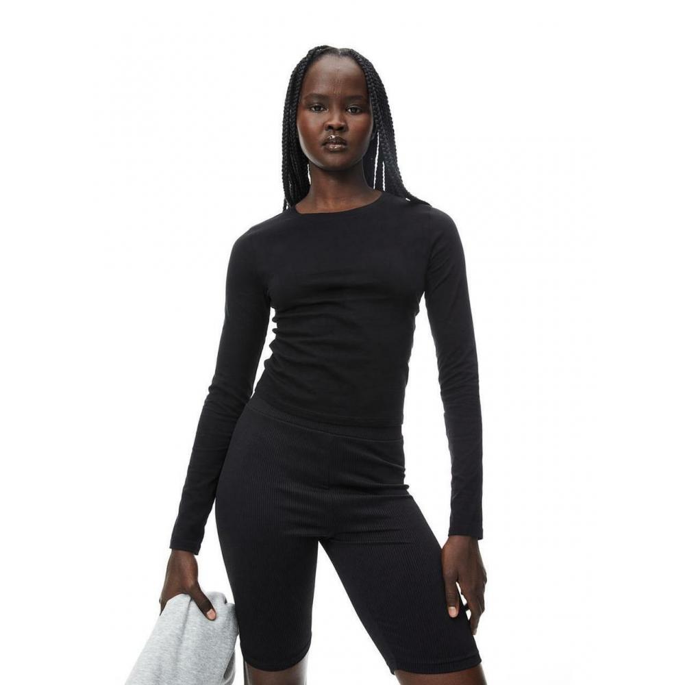 

H&M Короткий трикотажный топ, черный 0994083001