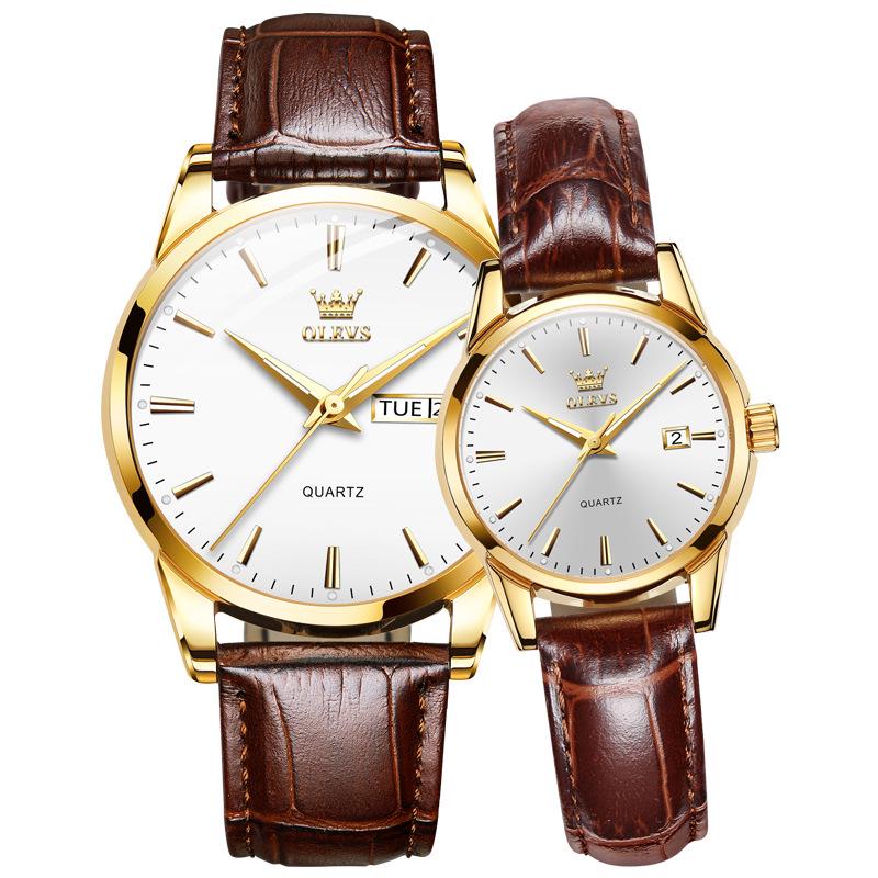 OLEVS Dual Calendar Waterproof Couple Women's Watch - Non-Mechanical
