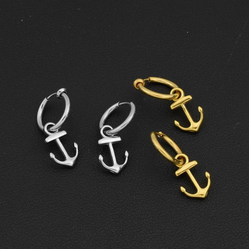 Anchor Stainless Steel Earrings Niche Light Luxury Personality Accessories Premium Anchor Titanium Steel Men's and Women's Ear Buckles