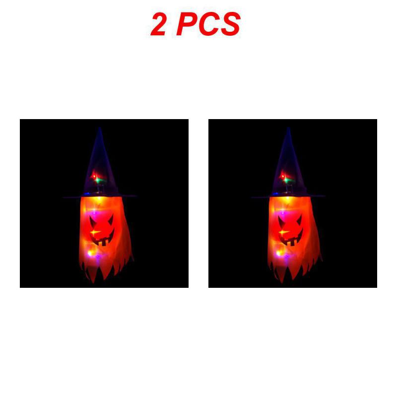 Halloween Hanging Glowing Ghost Hat Lights Decoration Glowing Witch Hat alloween Party Props for Outdoor, Yard, Tree