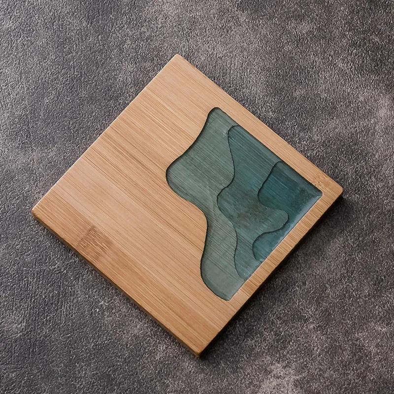Bamboo Tea Coaster Round Square Kung Fu Tea Mat 3D Craft Non-slip Insulated Tea Tray Home Coffee Coaster Teaware Accessories