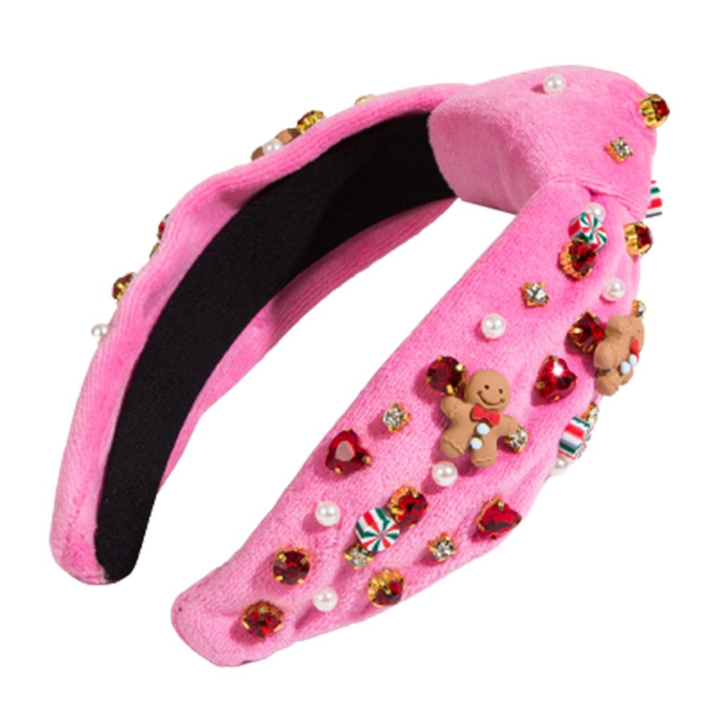 Christmas Pearl Beads Knot Hairband Baroque Style Rhinestone Embellished Headband Adult Christmas Party Hair Accessories