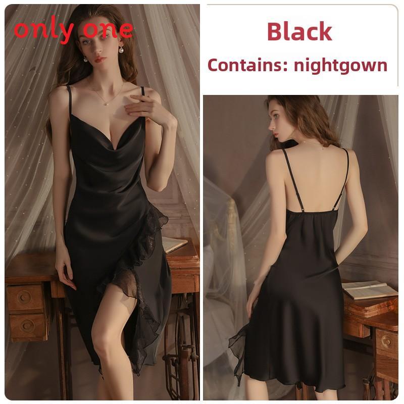 Sexy Solid Color Womens Satin Sleep Dress And Robe Set For Comfortable Nightwear