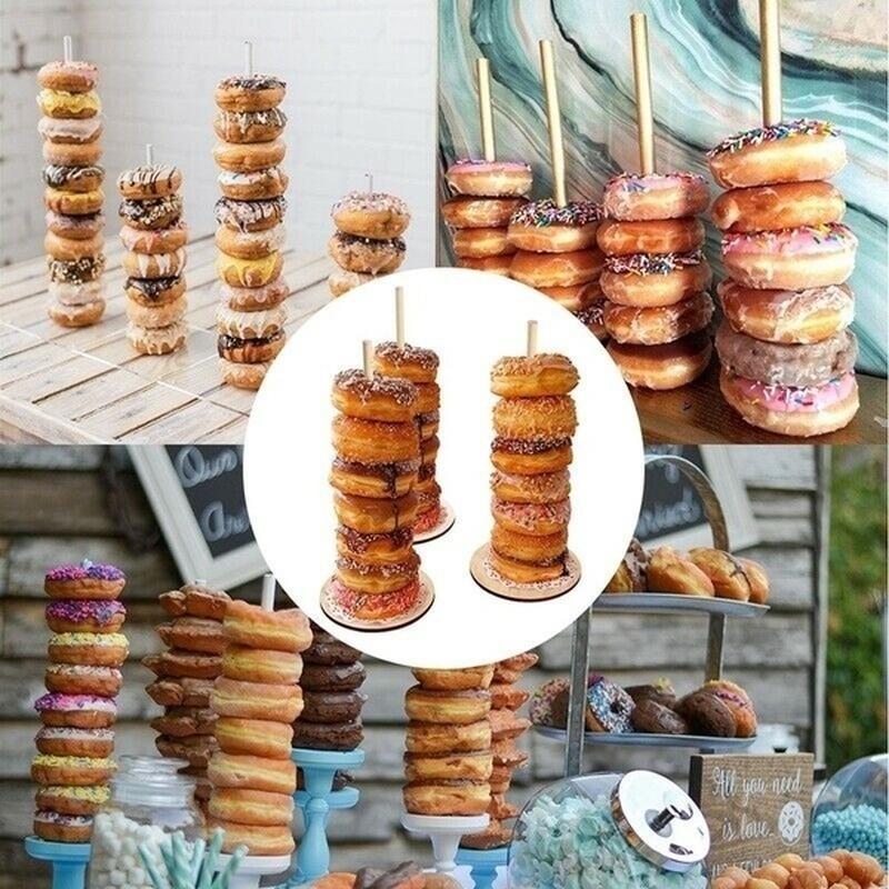 New 3Pcs/set Wooden Doughnut Stand Donut Wall Display Holder Wedding Party Decor