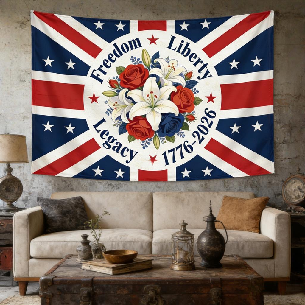 USA Independence 250th Anniversary Reusable Tapestry Garden Flag with Freedom Liberty Legacy Words Home Decor MultiSize Print