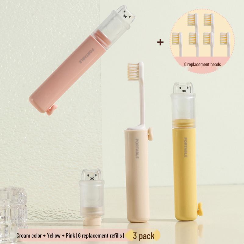 Portable 2-in-1 Toothbrush & Toothpaste Set with Holder - Essential for Travel and Business Trips, Soft Bristles