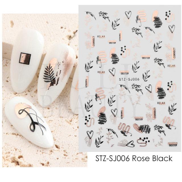 

Абстрактна лінія DIY Наклейки для нігтів для жінок Дівчата Прикраси для нігтів Рожеве золото Весна 3D слайдери для манікюру Наклейки лаку для нігтів