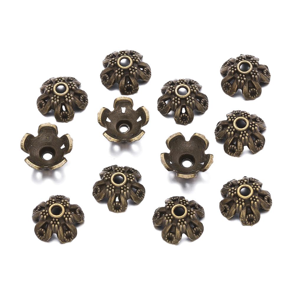 10pcs/Lot Antique Silver Color Alloy Leaf Flowers Bead End Caps for Jewelry Making Needlework Spacer Bead Caps DIY Accessories