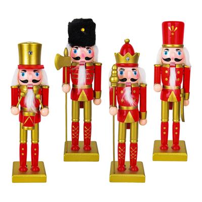 Christmas Nutcracker Figurine Tabletop Ornament Christmas Decor Arts Crafts Wooden Nutcracker Doll for Desk Festival Entrance