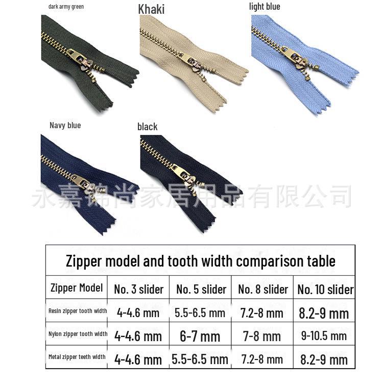 No. 4 Black Copper Zipper for Jeans, Pockets, and Bags - Self-Locking Metal Accessory