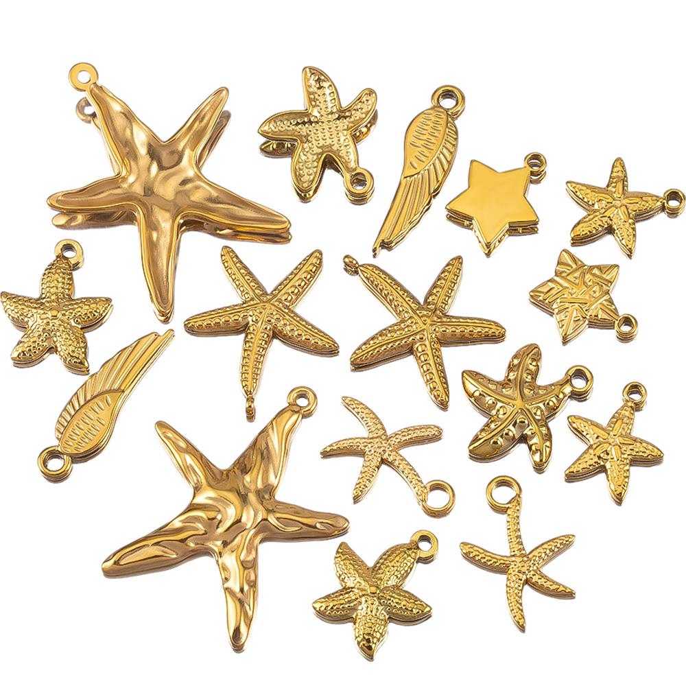 5pcs Stainless Steel Summer Starfish Sea Star Charms for DIY Earring Jewelry Materials Making Pendants Supplies Crafts Wholesale