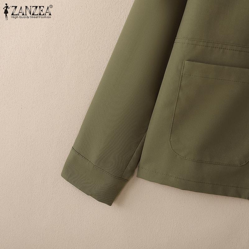 ZANZEA Dam Casual Vändkrage Lös Långärmad Blus