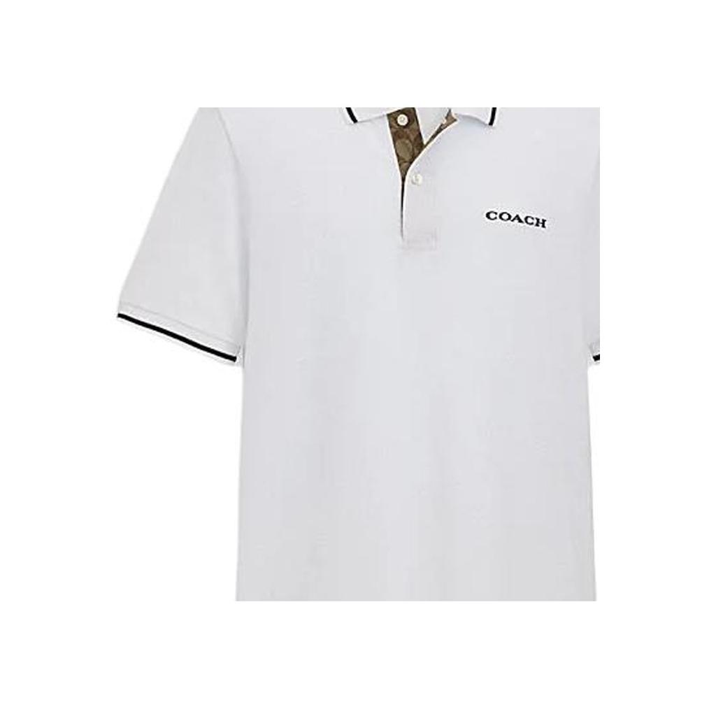 Coach Ss24 Letter Print Straight Cut Short Sleeve Polo Shirt Men tops White CO817-WHT