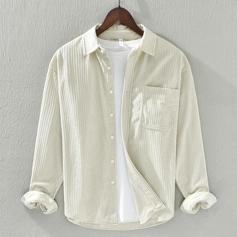 Podzimní manšestrová pánská ležérní retro košile s dlouhým rukávem pro rodiče a děti