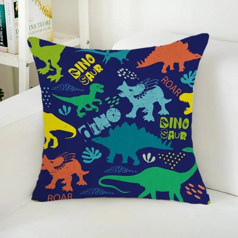 

Квадратний мультфільм Прикраса для вітальні Наволочка Прикраса дивана Подушка з принтом Мультфільм динозавра Проста мода Розкіш 12x12Inch