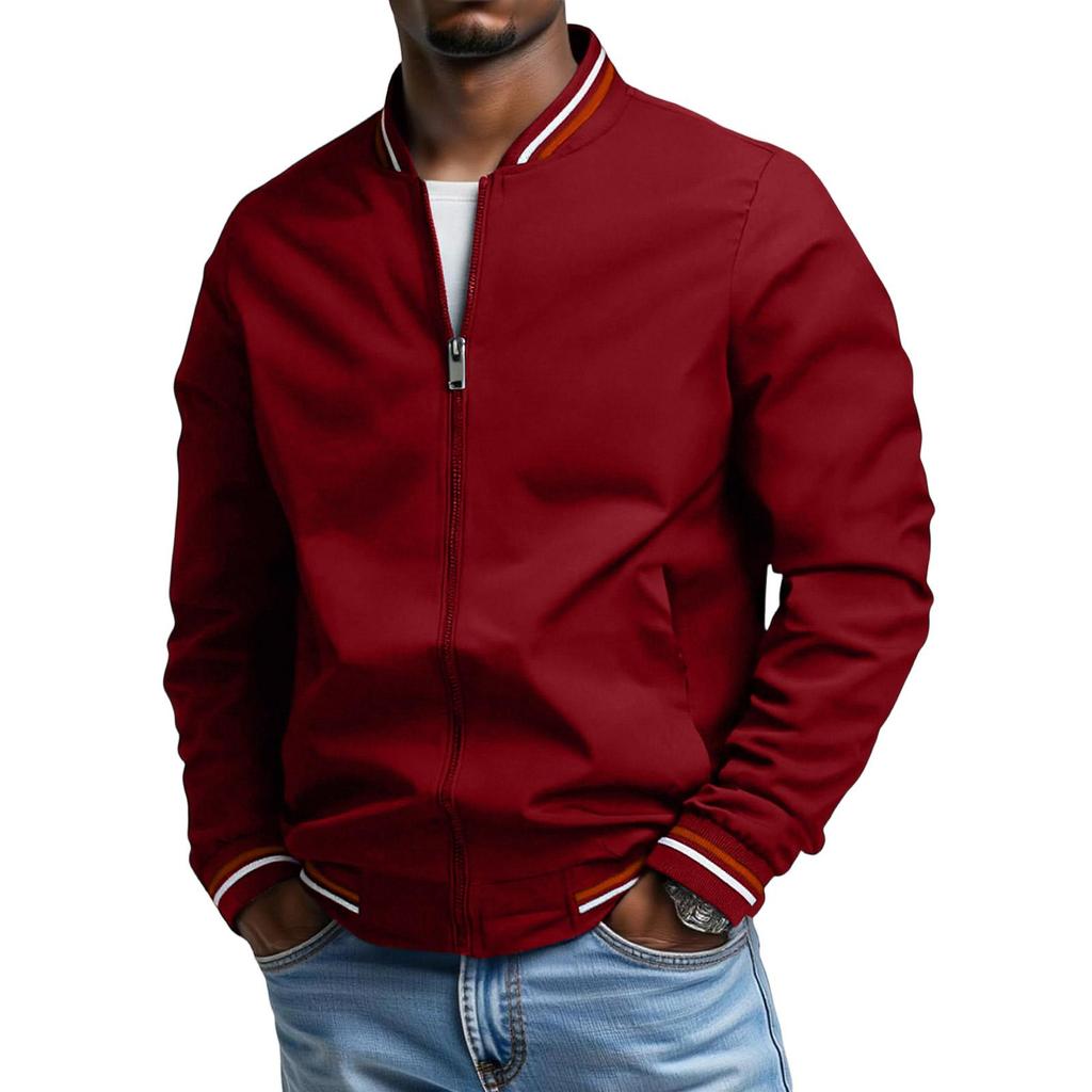 Herren Freizeit Stehkragen Doppelstreifen Jacke Mantel
