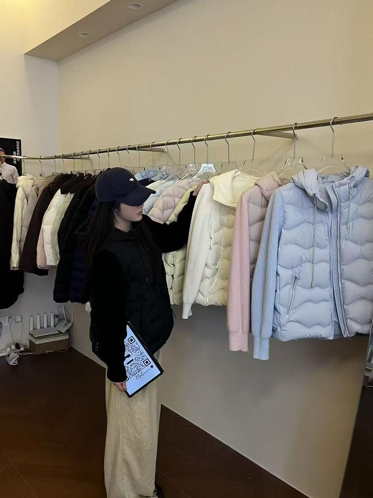 Beibei ibell pressing glue straight punching white duck down fluffy age-reducing warm knitted splicing outdoor light down jacket