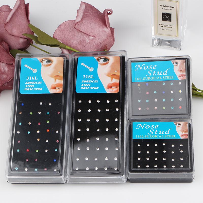 European & American Style 2mm Stainless Steel Nose Studs Set - Available In 24/40 Packs