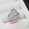Real 925 Silver Pearl Ring Ladies Woman,White Natural Freshwater Adjustable Pearl Ring Wife Mother Birthday Gift Pink