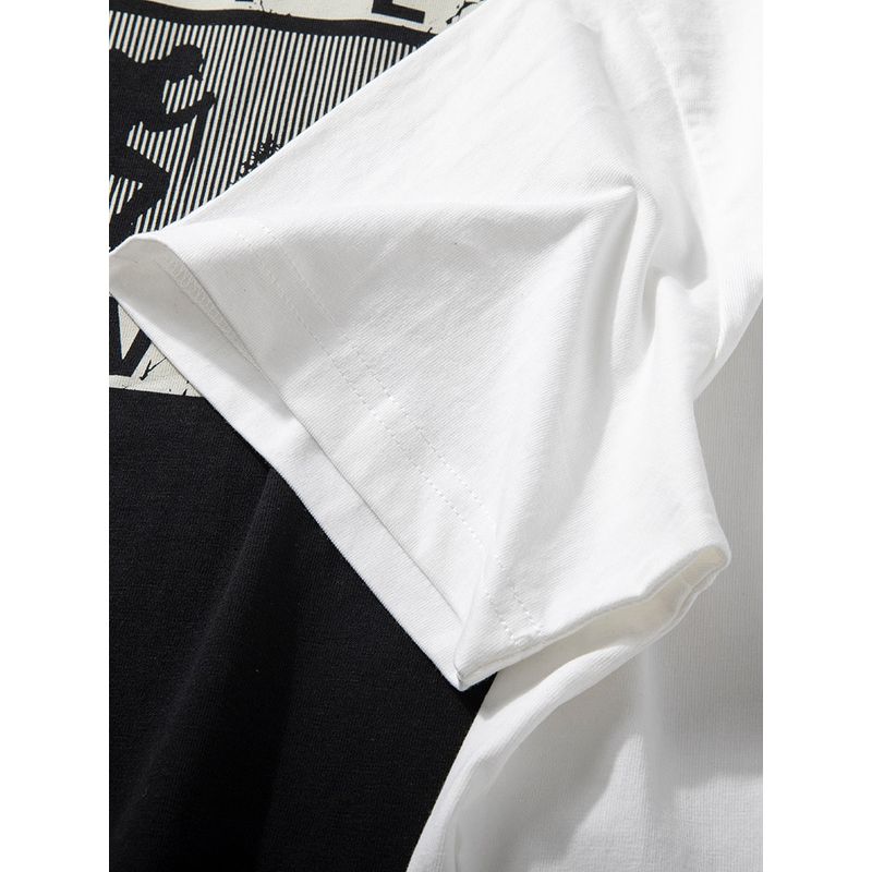 Short-Sleeved Men's Summer New Style Cotton Moisture-Absorbent and Breathable Half-Sleeved Personalized Printed Trendy Slim Casual Round-Neck T-Shirt