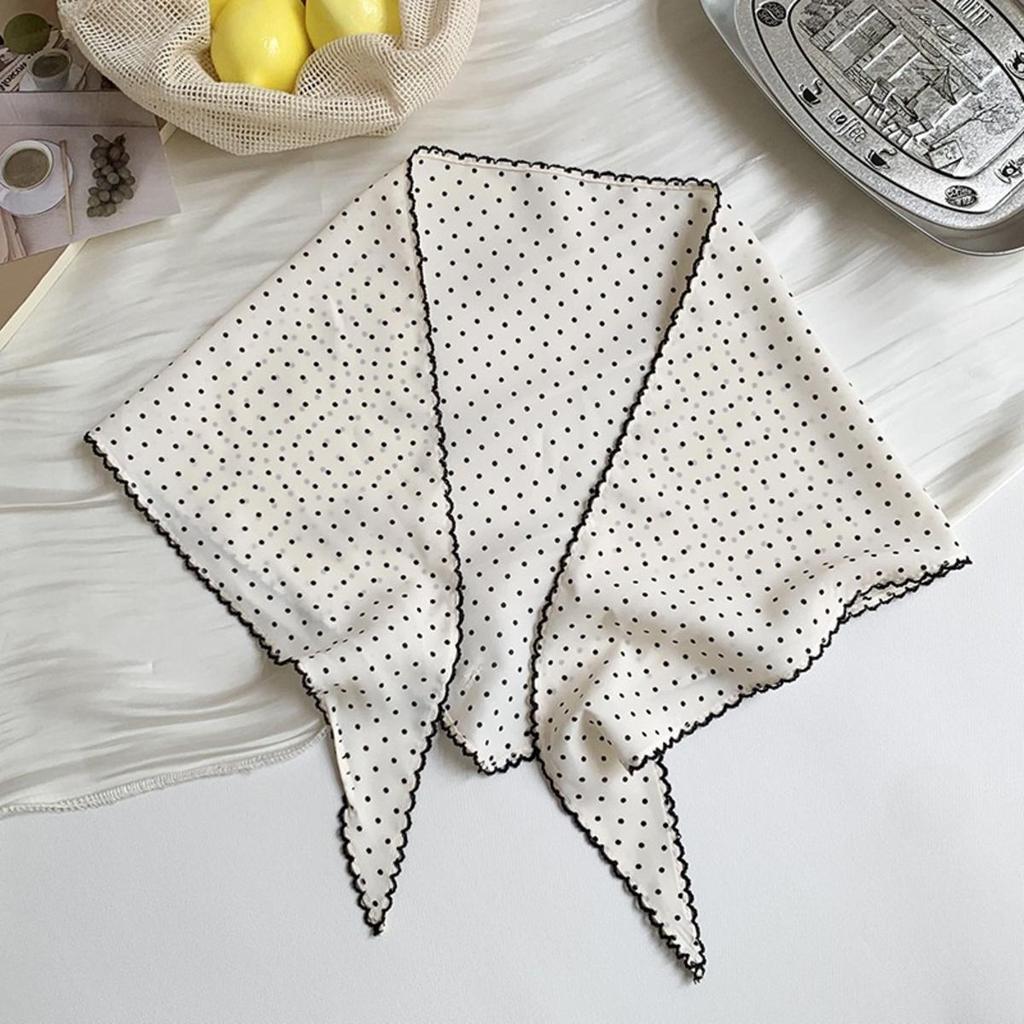 Summer  Polka Dot Striped Triangular Scarf for Women Fashionable Smple Thin Neck Scarf Tied Hair Scarves Decoration