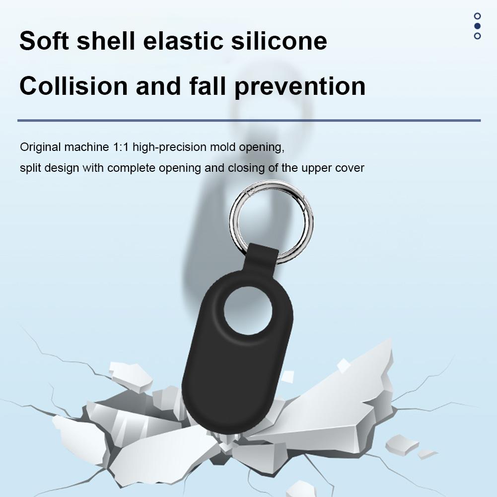 Silicone Case Case Cover Shell Waterproof Soft Protective Sleeve Skin Cover Anti-Scratch with Keychain for Galaxy SmartTag2