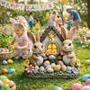 2D Flat Acrylic Ornament Acrylic Rabbit House Easter Party Easter Bunny Ornament  Yard Decoration