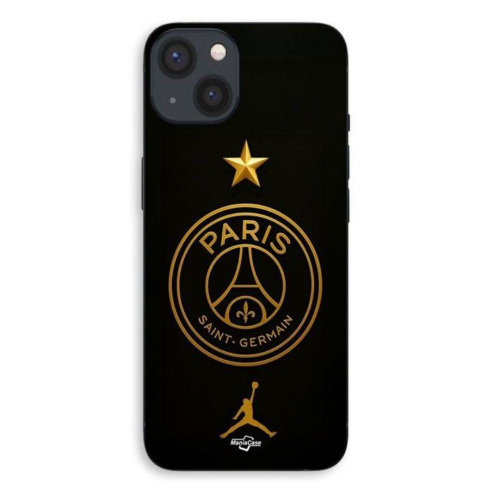 Coque de téléphone - Maniacase - iPhone 14 Plus - Silicone - Souple - PSG logo doré étoile champion