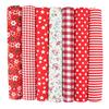 7-Color Patchwork Set: Plain Weave Cotton, Floral, Plaid, Polka Dot, Handmade DIY Fabric.