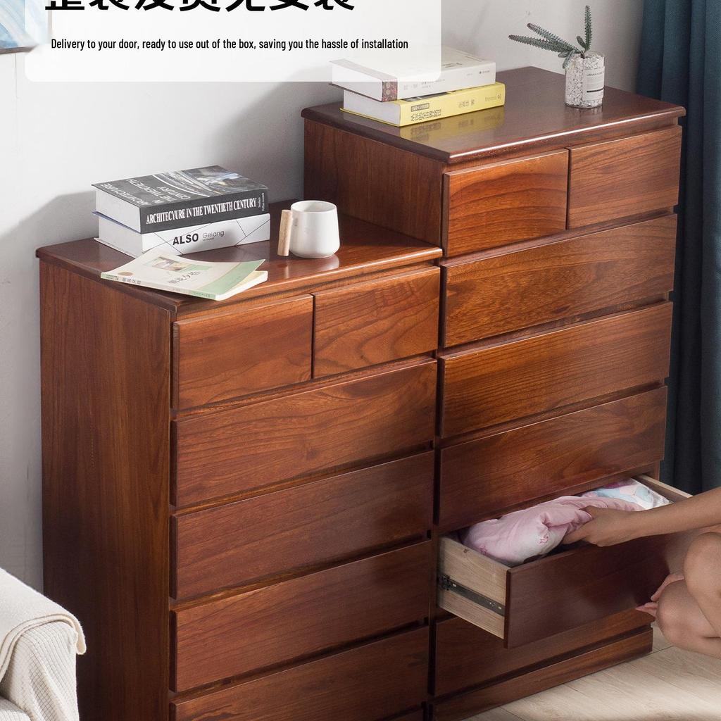 Solid Wood Five-Drawer Chest - No Installation Required, Spacious Bedroom Storage Cabinet