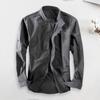 Fall Winter Shirt Stand Collar Long Sleeve Thick Single-breasted Cardigan Solid Color Soft Warm Retro Slim Fit Mid Length Casual Office Shirt