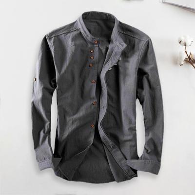 Koszula jesienno-zimowa Stójka Długi rękaw Gruby jednorzędowy kardigan Jednolity kolor Miękki, ciepły Retro Slim Fit Średniej długości Casualowa koszula biurowa