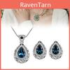 Teardrop Necklace Shaped Earrings Alloy Jewelry Set Women Fashion Gift Blue