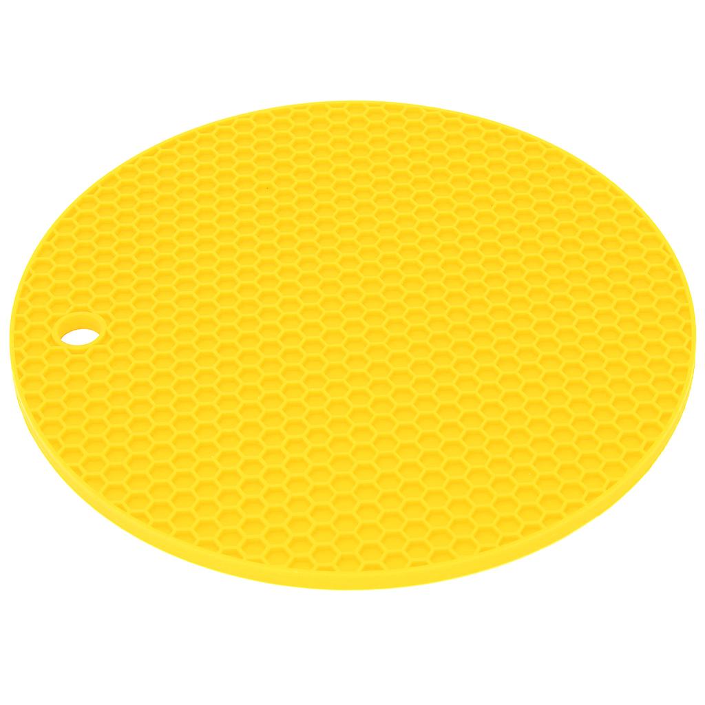 Rund Form Mat Livsmedelskvalitet Förtjockad Silikon Placemat Isolationsdyna Mikrovågsugnsmatta Gul