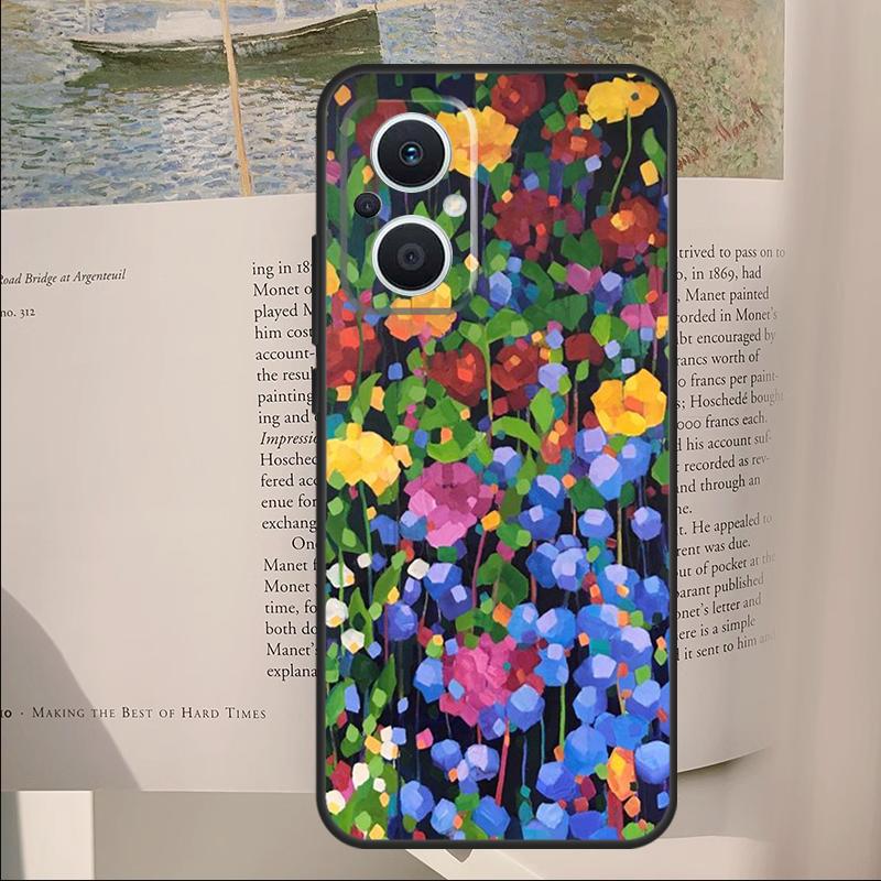Buntes Blumenmalerei Kunst Cover Für OPPO Reno 12F 11F 13F 14F 10 11 12 13 14 Pro 8 Lite OPPO Find X9 X6 X5 X8 Pro Hülle