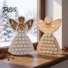 Christmas Light Up Decor Wooden Angel Advent Calendar with 24 Storage Drawers, Countdown for Home to Tabletop Decoration Winter Holiday Party Favors