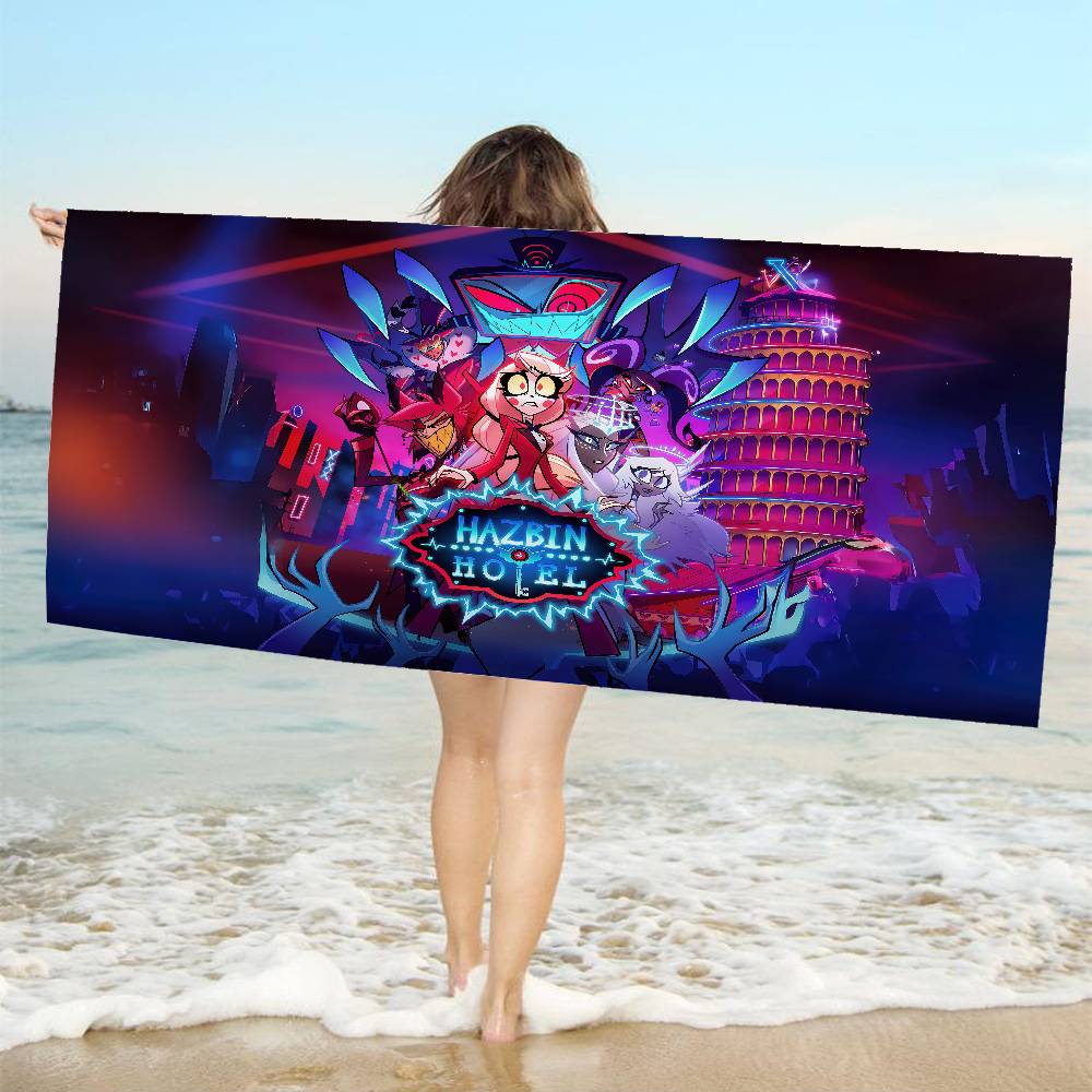 Popular Anime el H-Hazbin Bath Towel Microfiber Soft Water Absorbing Breathable For Kids Decorative Cartoon Beach Towel