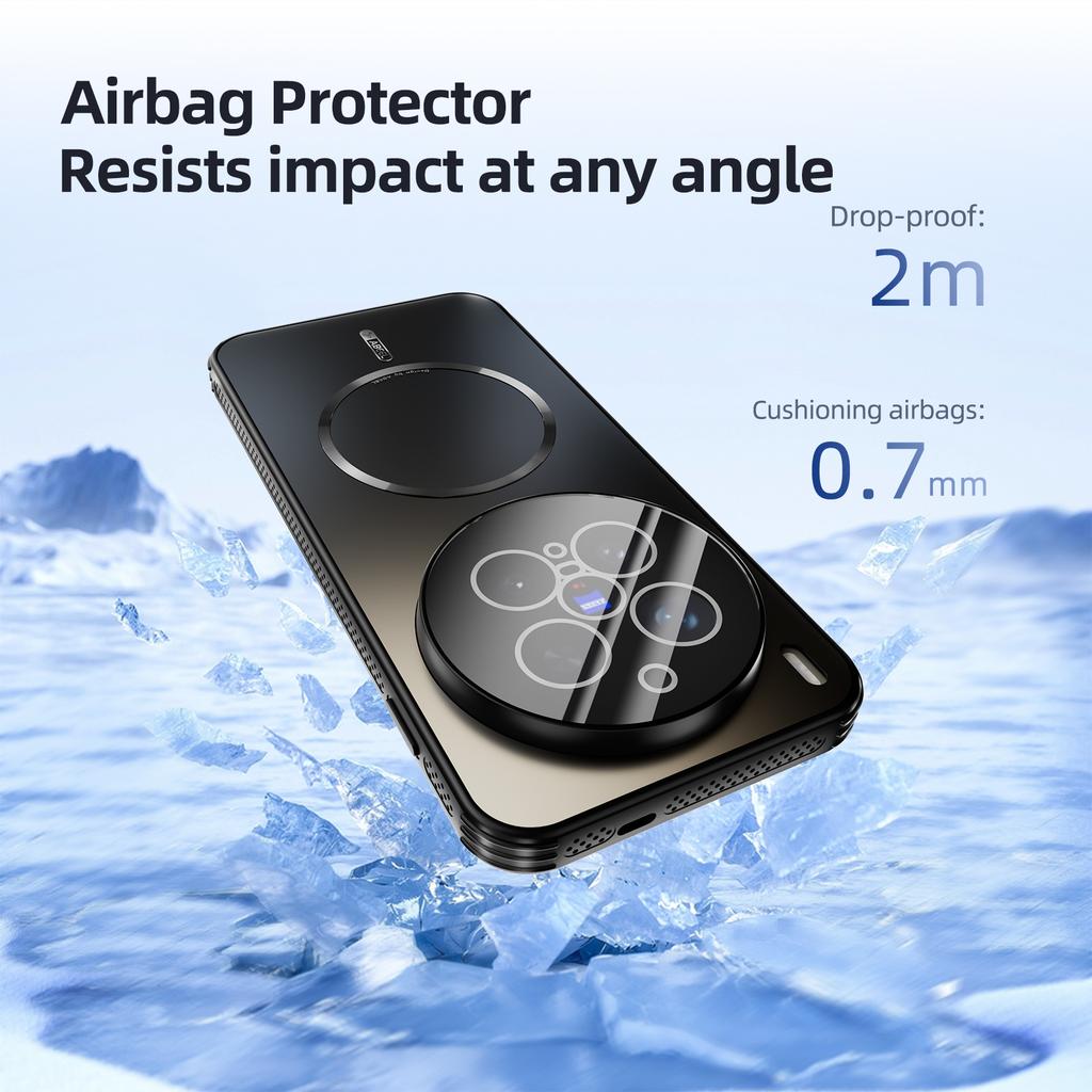 ABEEL For vivo X300 Pro 5G Magnetic Case TPU PC Cooling Matte Phone Back Cover with Lens Film