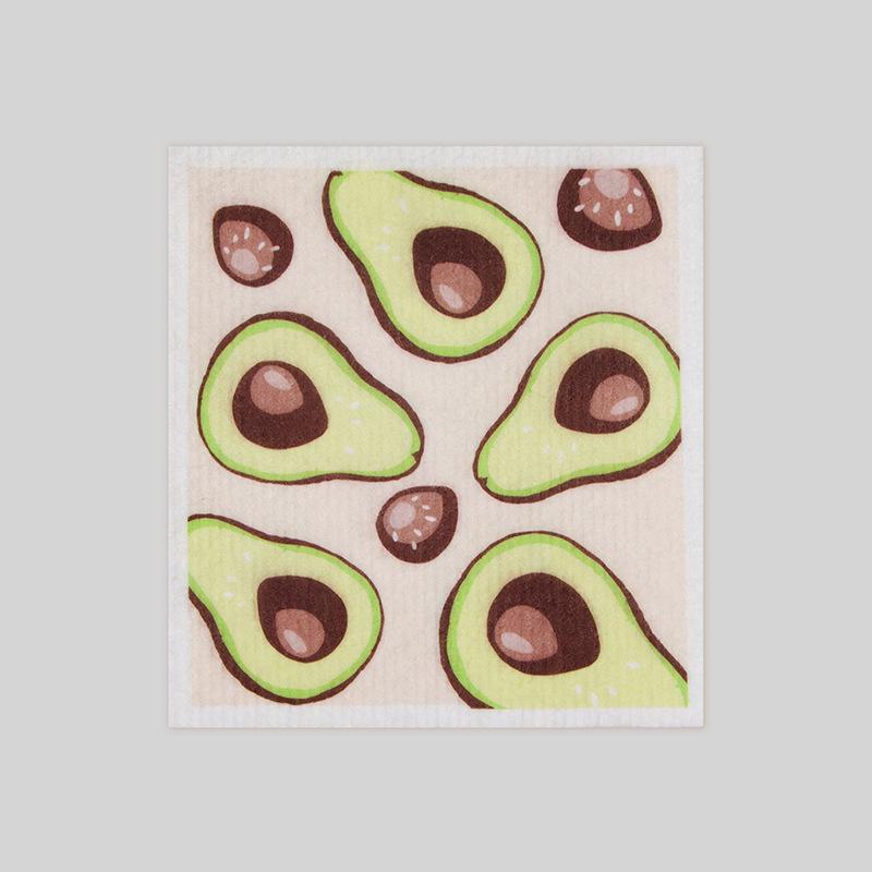 

Губка для мытья посуды из хлопка с древесной целлюлозой с принтом серии «Фрукты», не одноразовая шведская салфетка для мытья посуды 18*20cm Bulk