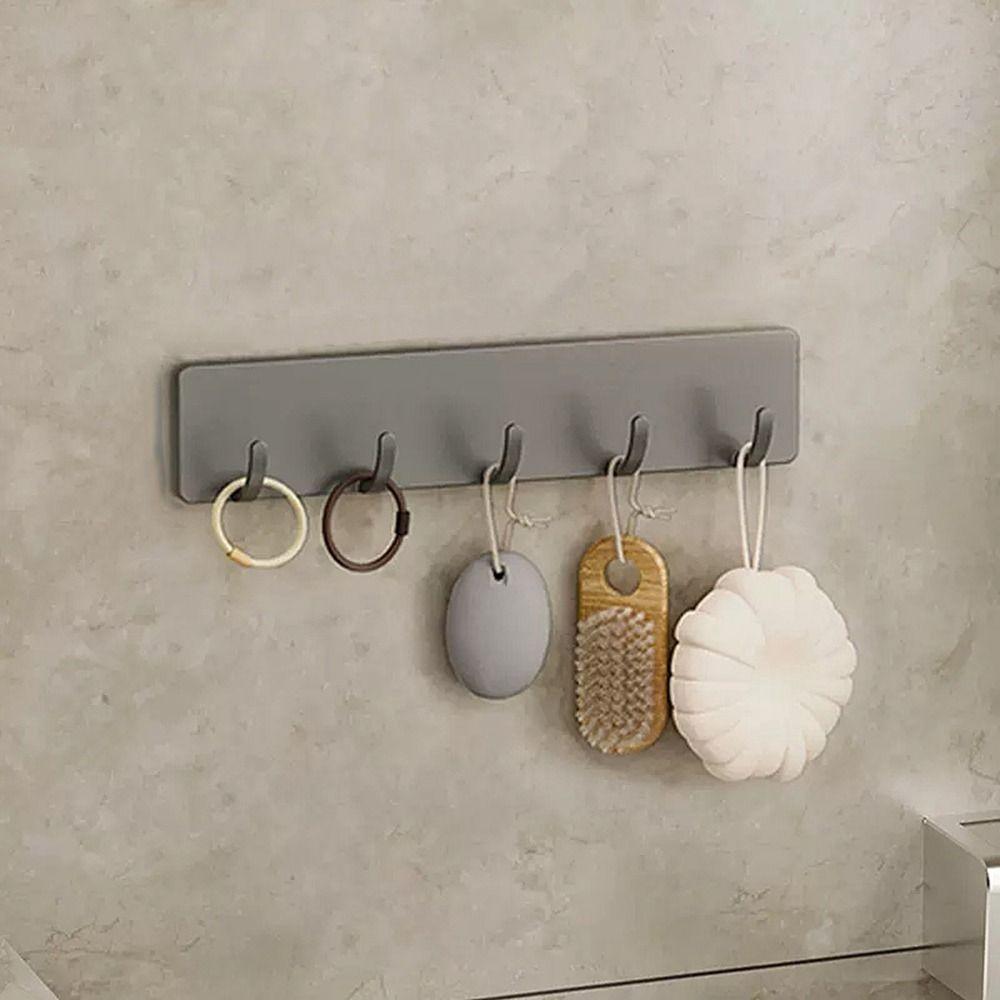 

Gray Viscose Hook Strong Adhesive Coat Hook Rack Durable Door Back Row Hook Home White-5 Hooks
