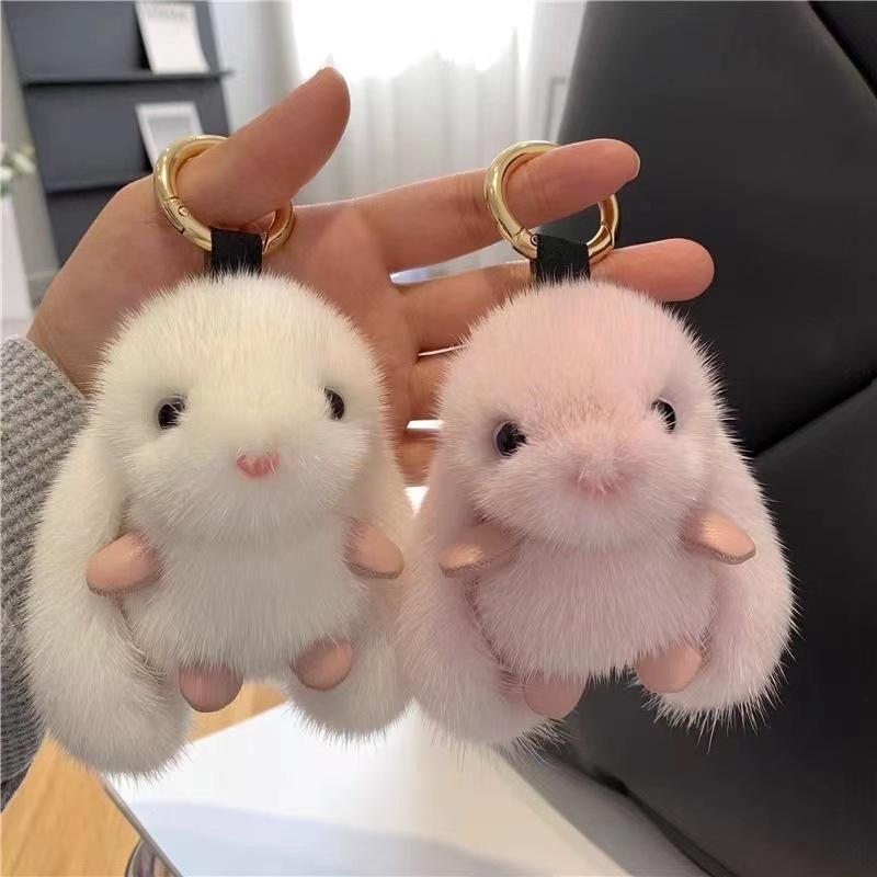 Mink plush bunny plush pendant, keychain bag pendant, doll doll pendant, car key