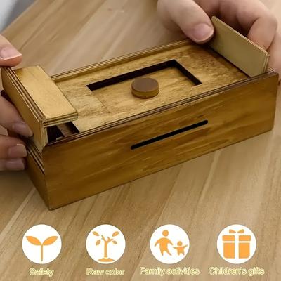 1 Stück Holzpuzzle Spardose mit Geheimfach für Erwachsene Weihnachtsgeschenk Geeignet für Geburtstag Überraschungsgeschenk Spardose