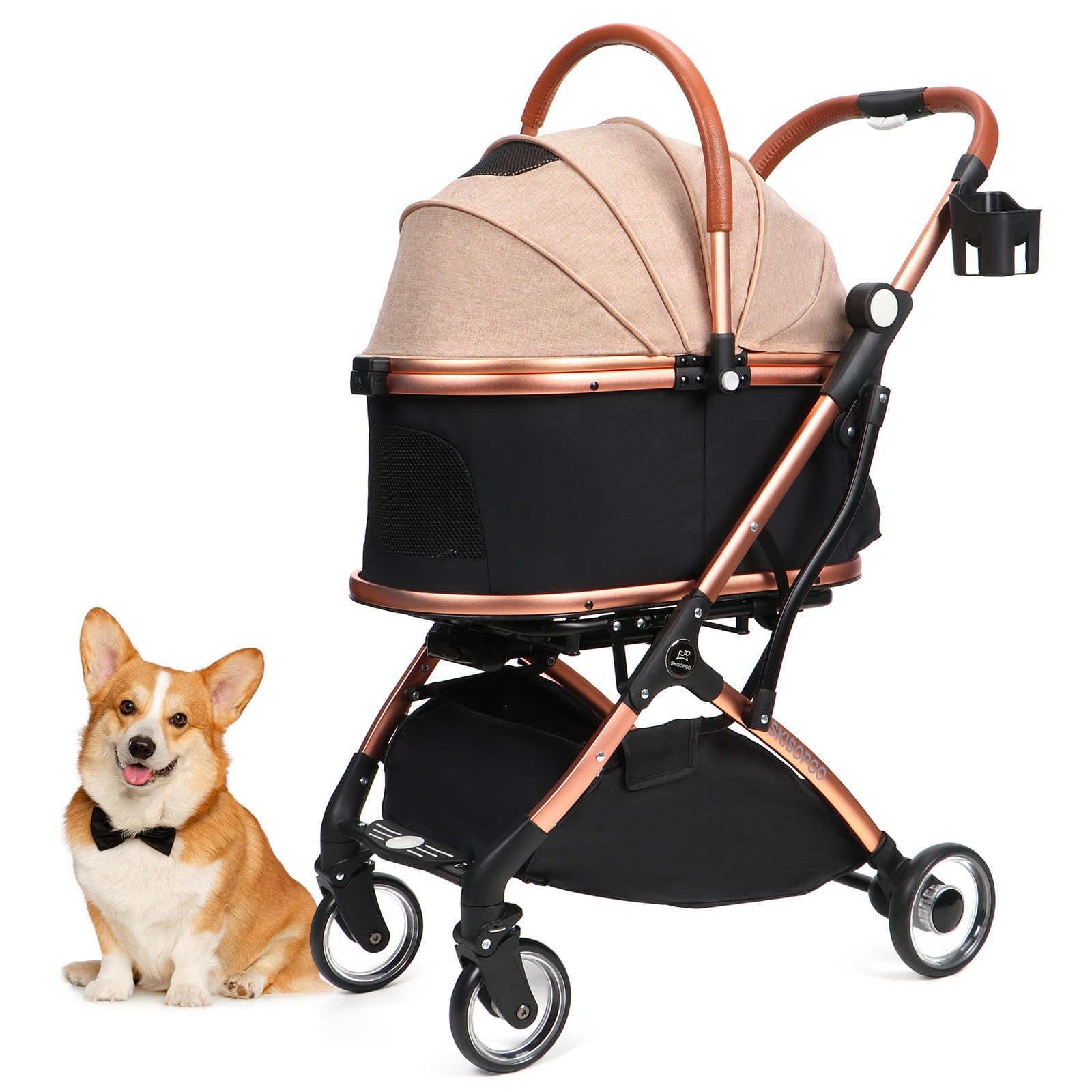 

SKISOPGO Pet Отдельно для домашних животных Собака Легко для собак Передний тормоз на задней собаке Удобно для езды Грузоподъемность 20 кг [Улучшенная] Тележка, Тип, Багги, Устойчивая, Тележка, розовый
