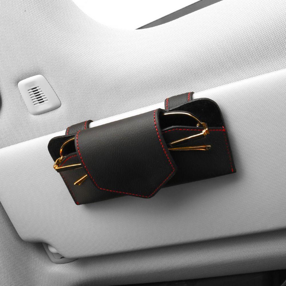 Sunglasses Clip Car Glasses Case PU Leather Auto Sun Visor Glasses Holder  Visor Accessories