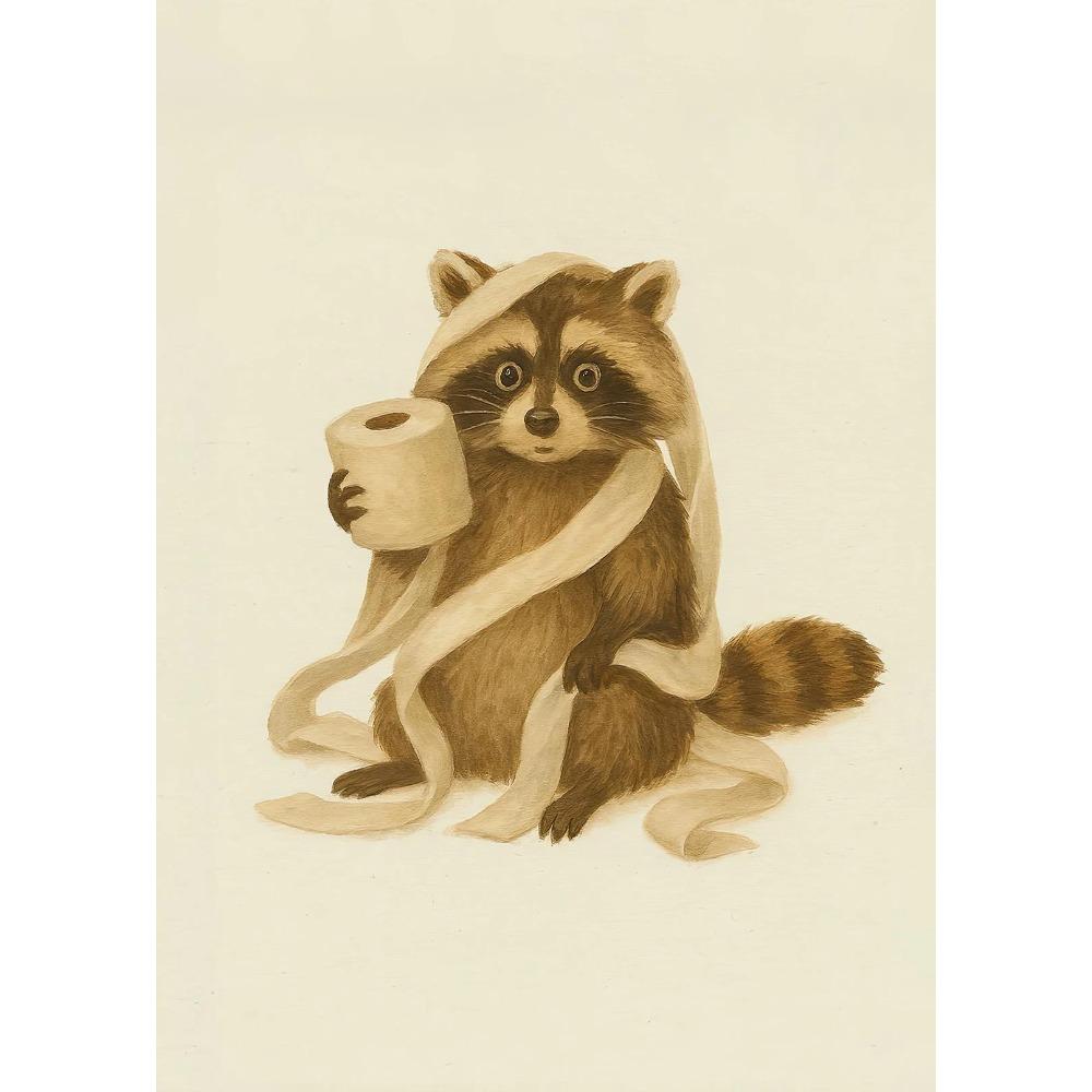Funny Otter Toilet Paper Duck Reading On Toilet Poster Raccoon Animal Wall Art Bathroom Canvas Painting Print Nursery Home Decor