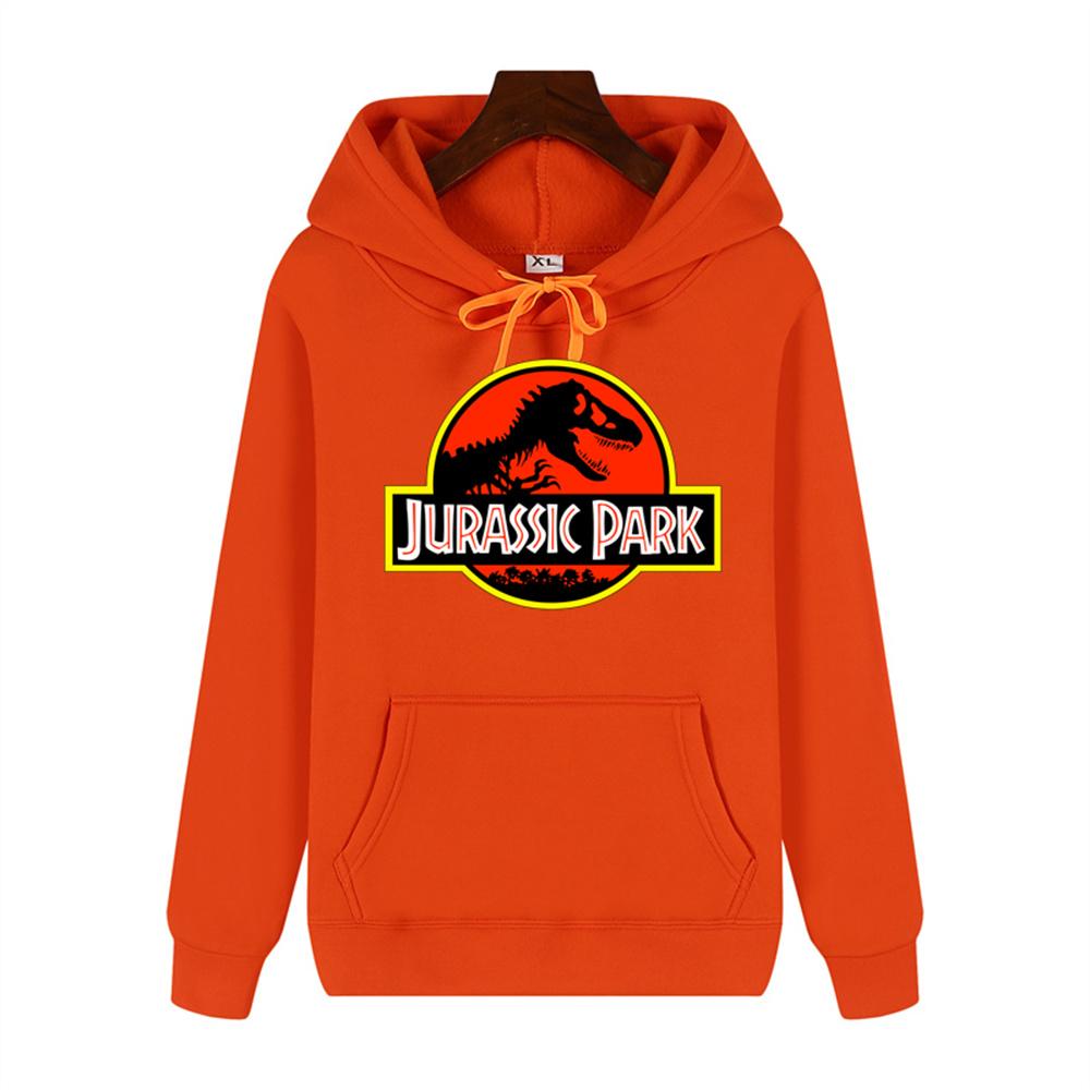 Pánská Vysoce kvalitní Vzor Jurského parku Potisk Podzim Zima Hrubá Teplá Venkovní Mikina s Kapucí Harajuku