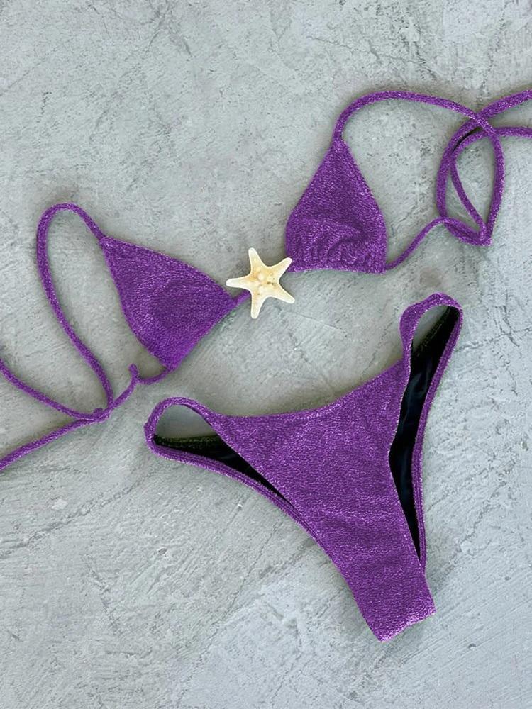 2026 New Sexy Low Waisted Bikini Set Swimsuit Starfish Swimwear Women Solid Strappy Beachwear Bathing Suits Brazilian biquini