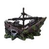 Wreck Sunk Ship Aquarium Ornament Sailing Boat Destroyer Fish Tank Cave Decor