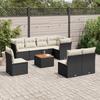 VidaXL Garden Lounge Set 9 Pcs with Cushions Black Wicker 3223683