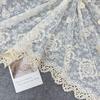 Apricot 3D Embroidered Stretch Lace Fabric for Wedding Dresses, Evening Gowns, Tablecloths